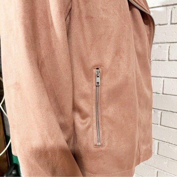 ASOS Pink Faux Suede Moto Jacket — Women’s Size 14 NWT - Picture 6 of 8
